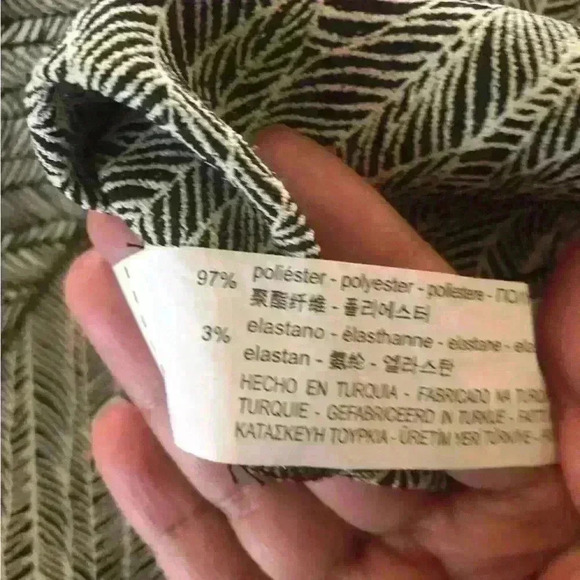 ZARA Basic Collection Black and White Geometric V front short sleeve dress Large - Picture 7 of 11